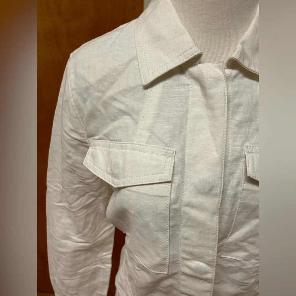 Banana republic white linen/cotton utility style jacket size small - Picture 3 of 4